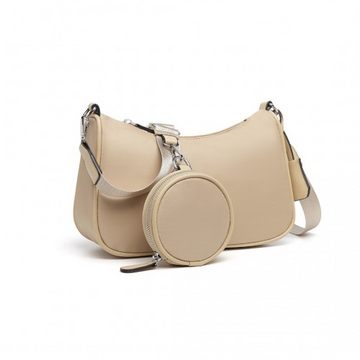 LB2060 - Miss Lulu Cross-Body Handbag with a Detachable Pouch - Khaki