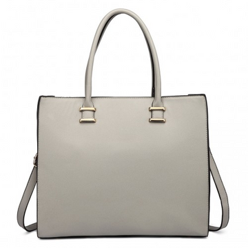 L1509 - Miss Lulu Leather Look Classic Square Shoulder Bag Grey