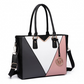 LG6632 - Miss Lulu Leather Look V-Shape Multicolour Tote Bag - Nude