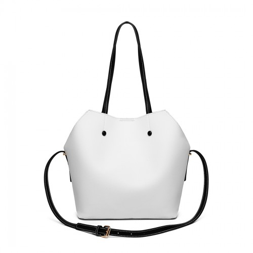 LH1908 - MISS LULU 2 PIECE MULTI-WAY SHOULDER TOTE BAG - WHITE