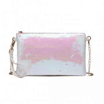 LH1765 - Miss Lulu Sequins Clutch Evening Bag - White