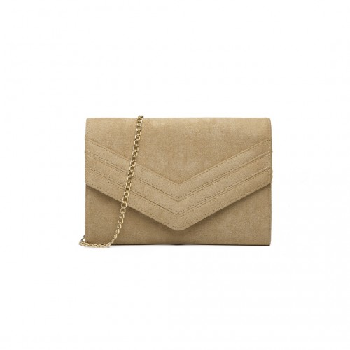 LP1963 - MISS LULU CHEVRON ENVELOPE CLUTCH BAG - LIGHT BROWN