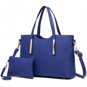 S1719 - Miss Lulu Pu Leather Handbag &amp; Purse - Navy