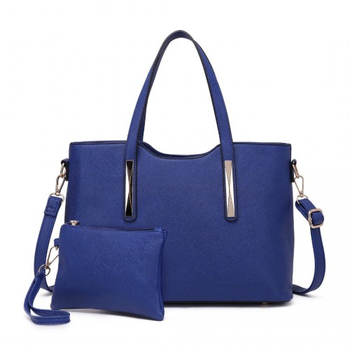 S1719 - Miss Lulu Pu Leather Handbag &amp; Purse - Navy