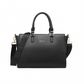 LT2222 - Miss Lulu Leather Look Classic Handbag Tote Bag - Black