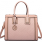 LT6622 - Miss Lulu Raised Cord Tote Handbag Faux Leather Nude