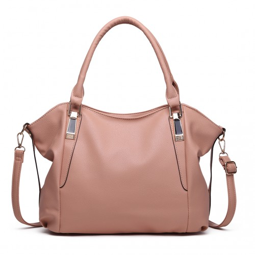 S1716 - Miss Lulu Soft Leather Elegant Simple Shoulder Bag - Nude