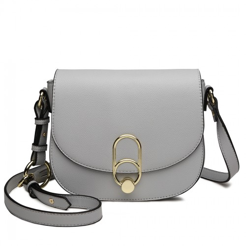 LZ1831 - MISS LULU CROSS BODY SADDLE BAG - GREY