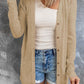 White Solid Color Open-Front Buttons Cardigan