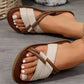 White Criss Cross PU Leather Flat Slippers