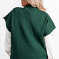 Jungle Green Plus Size Mock Neck Chest Pocket Short Sleeve Sweater