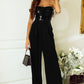 Black Sequin Tube Top Wide Leg Jumpsuit