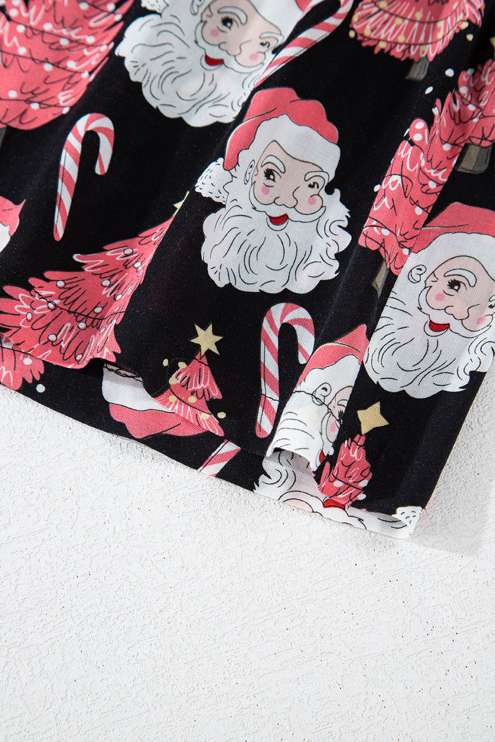 Black Christmas Santa Printed Two Piece Pyjamass Set