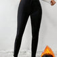 Black Crossed Waist Seamed Leg Thermal Leggings