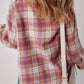 Pink Plaid Print Chest Pocket Long Sleeve Shacket