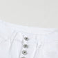 White Plain High Waist Buttons Frayed Cropped Denim Jeans