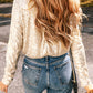 Beige Sequin Long Sleeve Wrap V Neck Bodysuit