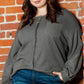 Black Plus Size Exposed Seam Crinkle Patchwork Top