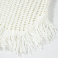 White Crochet Fishnet Fringed Edge V Neck Beach Cover Up