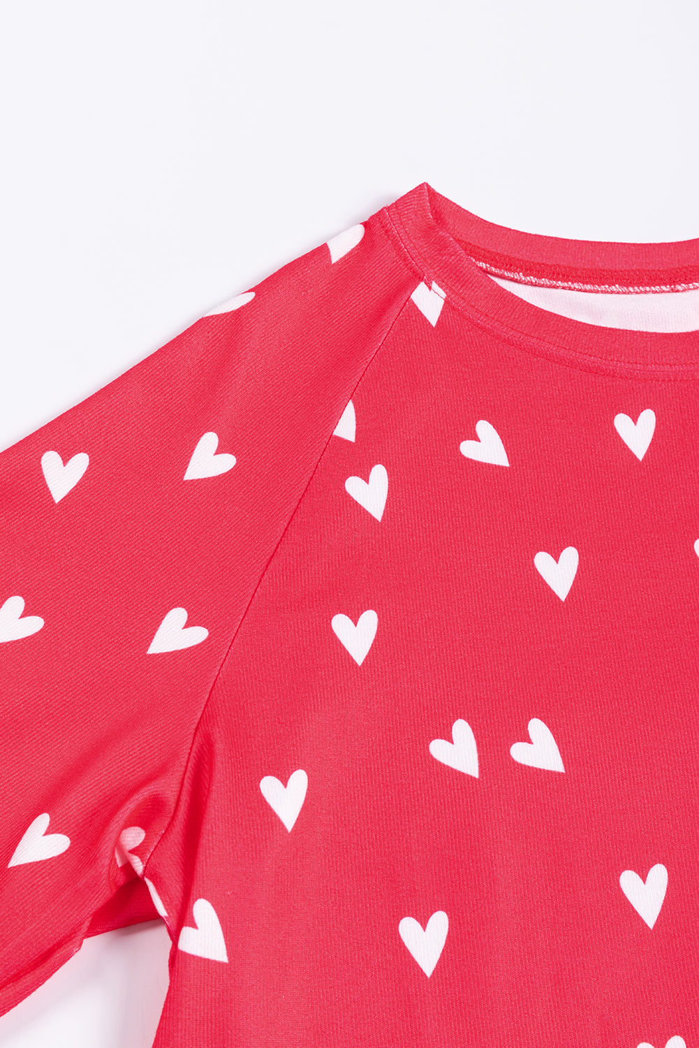 Fiery Red Valentines Heart Print Trousers Set