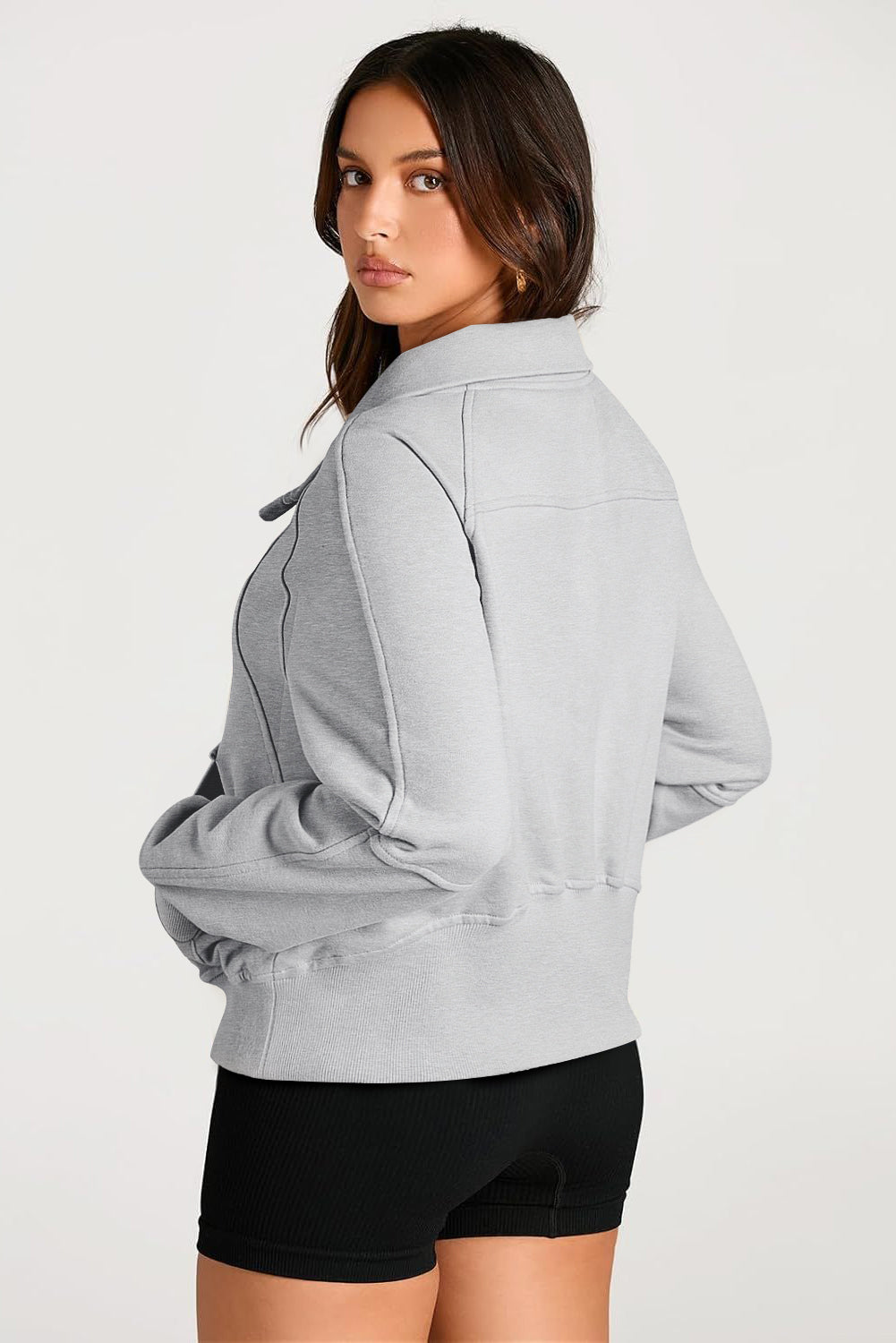 Valerian Quarter Zip Stand Neck Kangaroo Pocket Sweatshirt