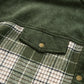 Blackish Green Snap Buttons Colourblock Plaid Shacket