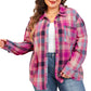 Rose Stripe Plus Size Checkered Print Button up Shirt