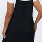 Black Solid Buttoned Straps Plus Size Overall Dress