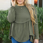 Mist Green Plus Size Thermal Knitted Babydoll Flare Top