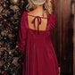 Red Tie Back Square Neck Velvet Babydoll Dress