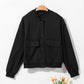 Black Big Pockets Baseball Collar Jacket