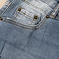 Dusk Blue Vintage Light Wash Ripped Raw Edge Flare Jeans