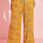 Yellow Bohemian Floral Print Pocketed Wide Leg Pants