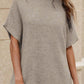 Medium Grey High Neck Short Bat Sleeve Sweater