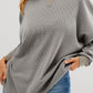 Gray Thermal Pullover Loose Sweatshirt