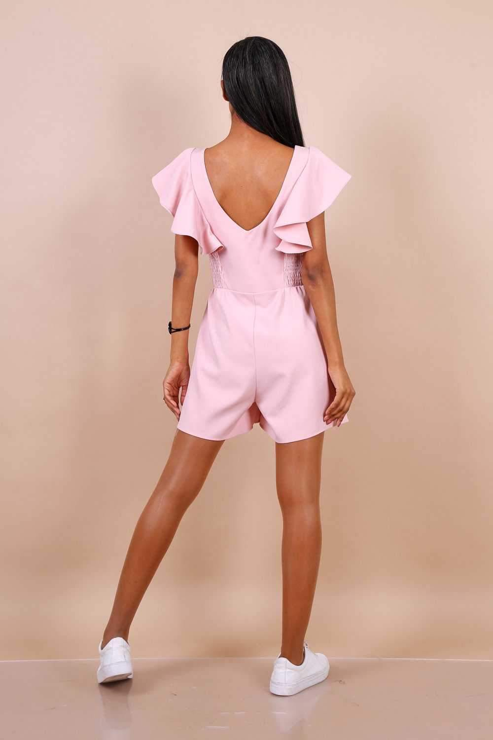 Button Front Angel Sleeve Playsuit