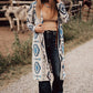 Sky Blue Western Aztec Printed Open Front Long Cardigan