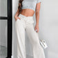 Light Grey Cross-Waist Wide Leg Lounge Trousers