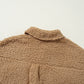 Khaki Contrast Flap Pocket Single Breasted Teddy Coat