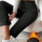 Black Thermal Lined Drawstring High Waist Leggings