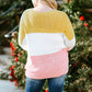 Yellow Colorblock Bubble Sleeve Plus Size Sweater