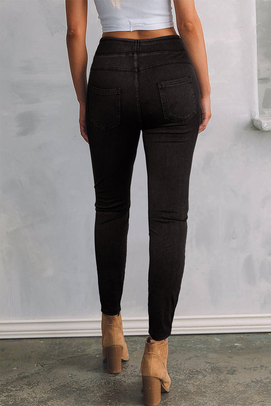 Black Solid Colour High Waist Stretchy Slim Fit Jeggings