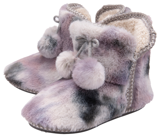 Ladies Fluffy Pom Pom Slipper Booties