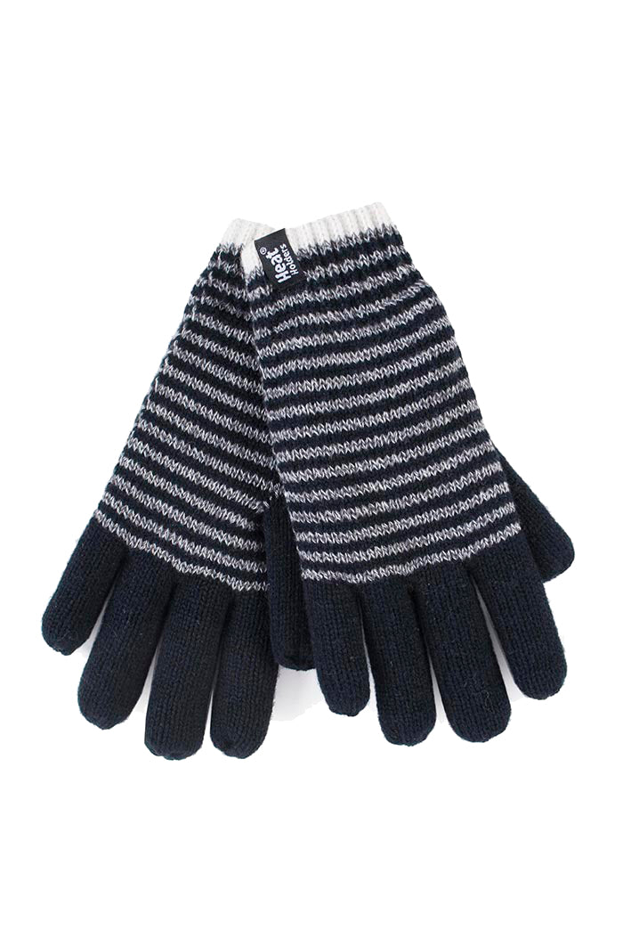 Womens Striped Fleece Lined Thermal Gloves