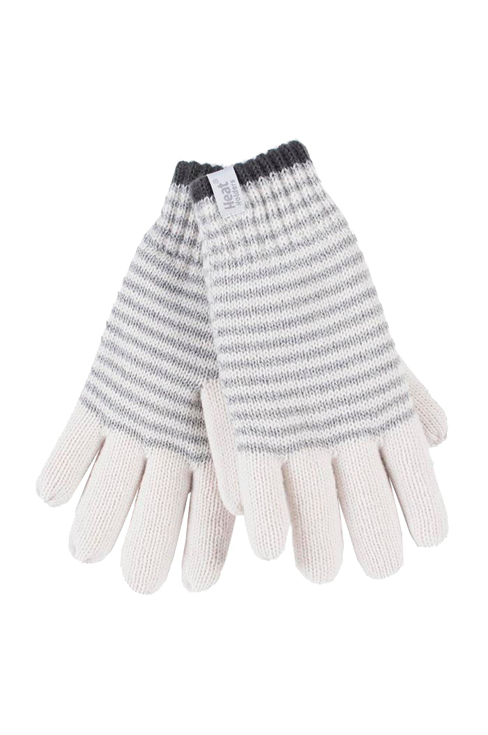 Womens Striped Fleece Lined Thermal Gloves