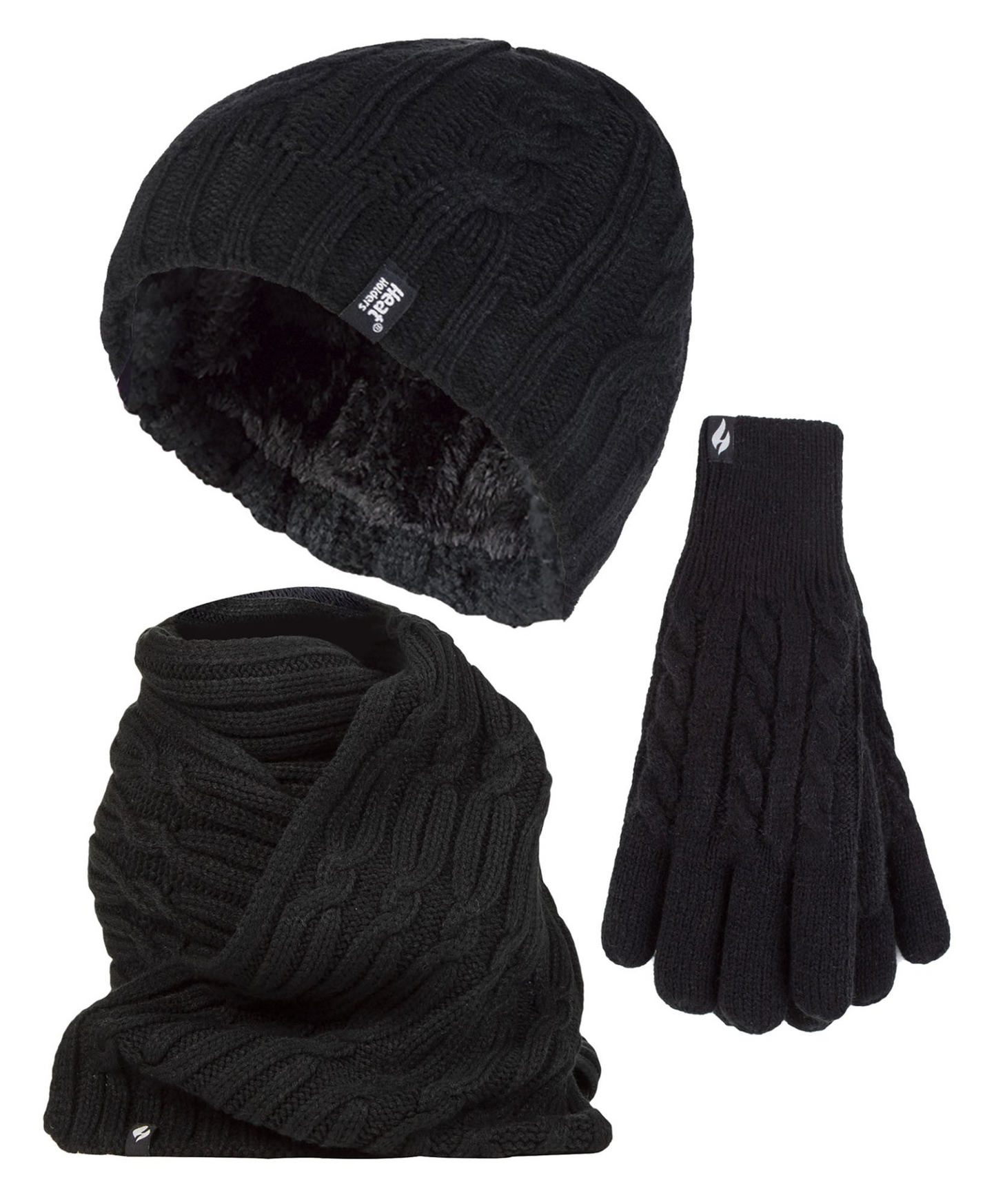 Ladies Knitted Hat Glove & Scarf Set