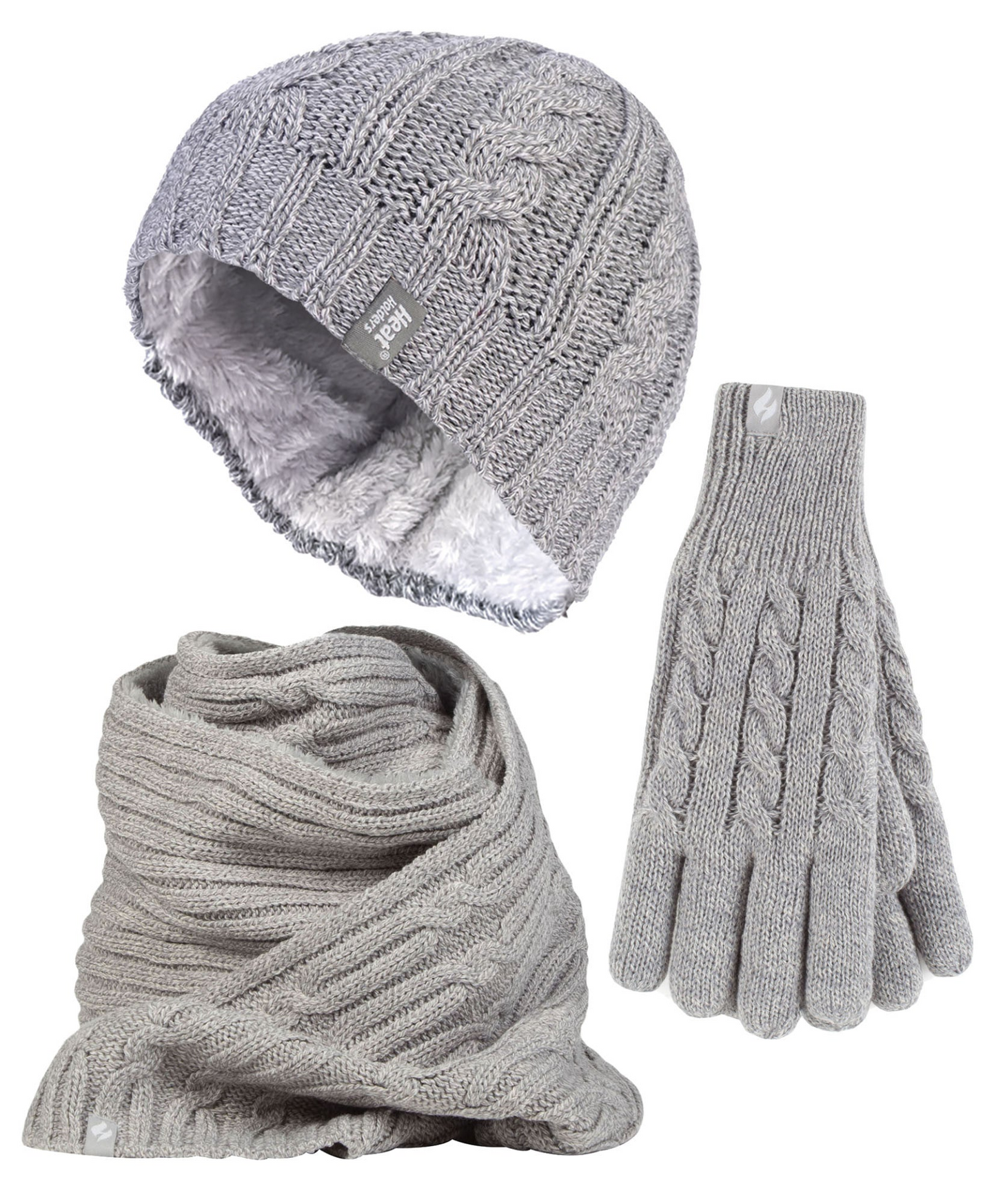 Ladies Knitted Hat Glove & Scarf Set