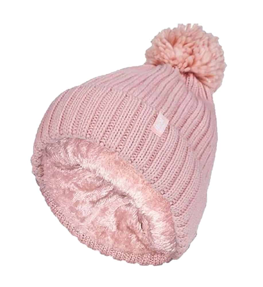 Ladies Ribbed Cuffed Thermal Pom Pom Bobble Hat