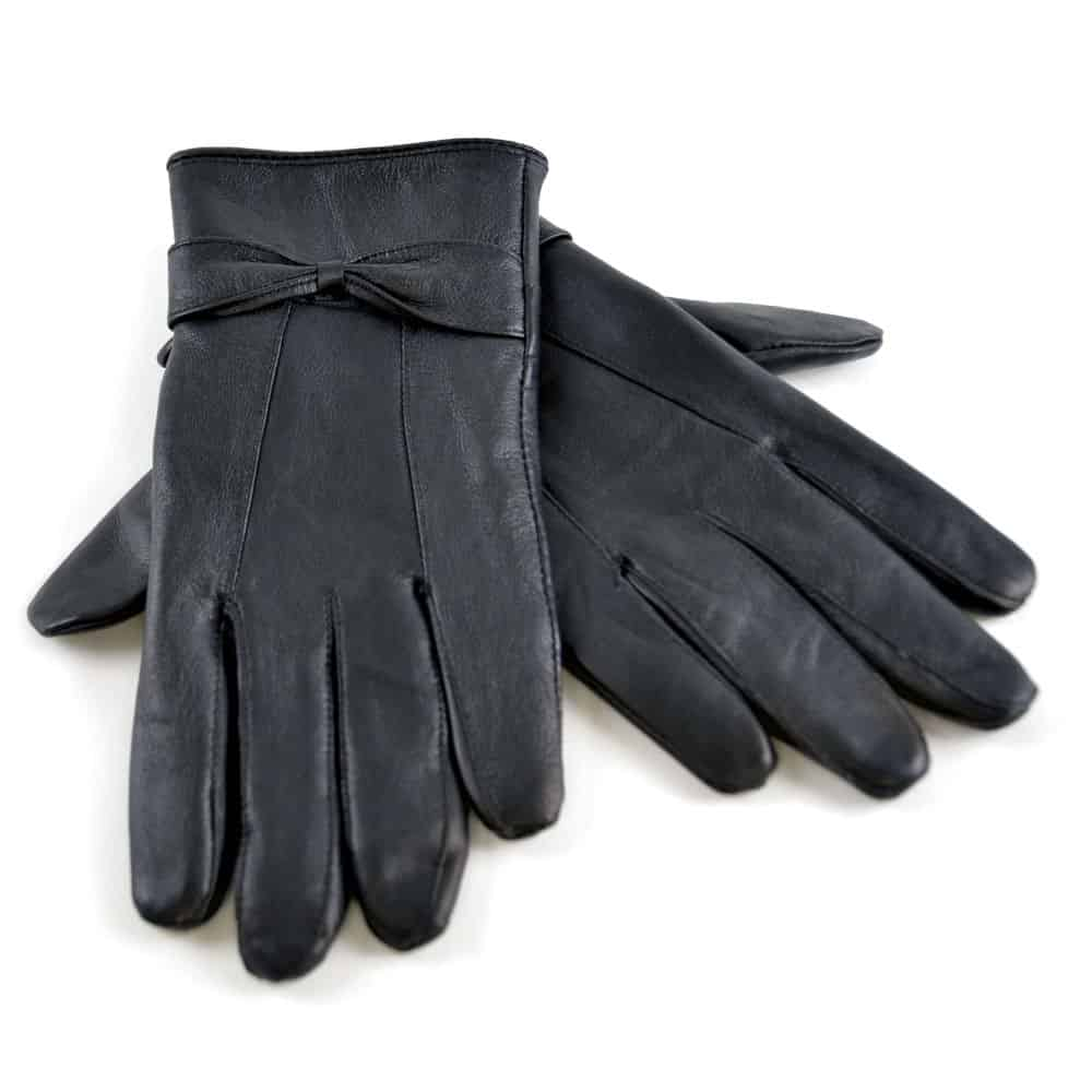 Ladies Sheepskin Leather Gloves with Bow