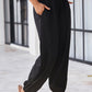 Black Smocked High Waist Joggers